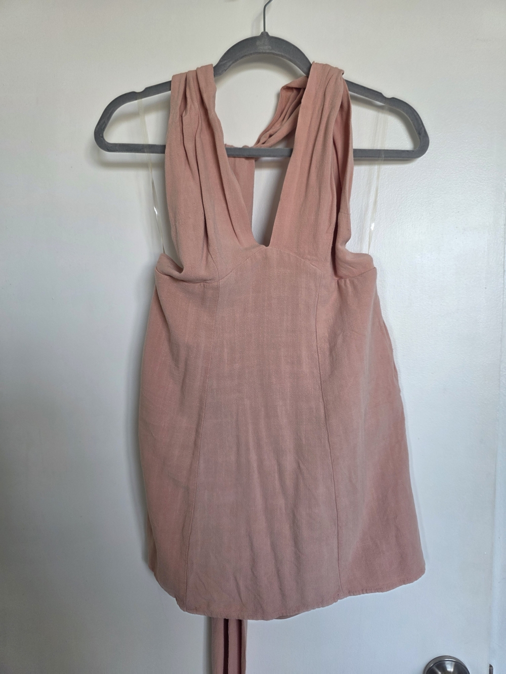 Dusty Rose Sleeveless V-Neck Mini Dress -mutiple Ways To Tie & Style